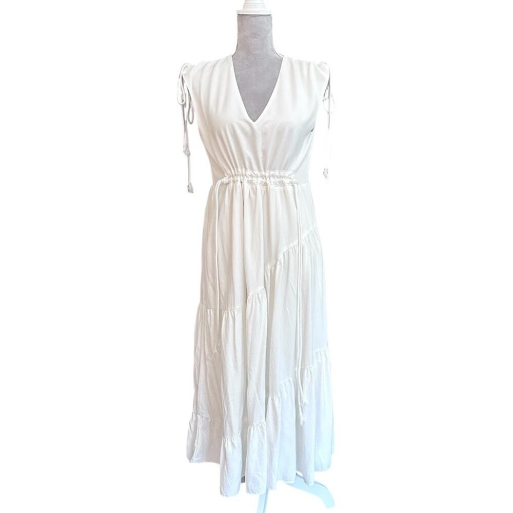 ANNE LOUISE Boutique White Tie Shoulder Tiered Maxi Dress Size 8‎
